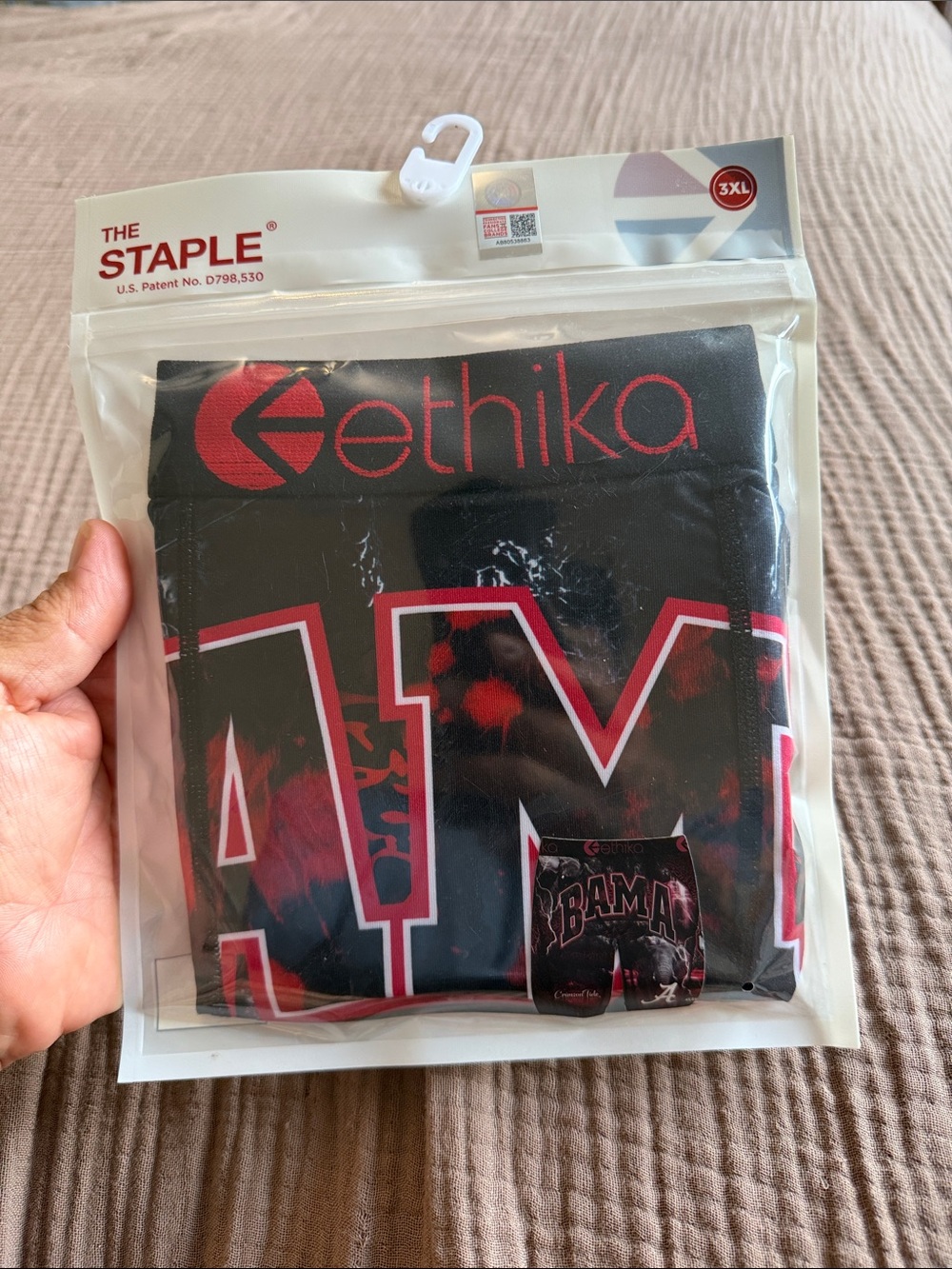 ethika Black and Red Staple Boxer Briefs - Alabama crimson tide